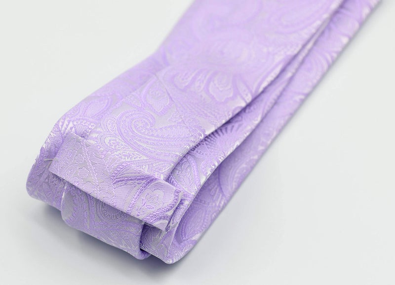 Elfeves Men's Silk Purple Ties Paisley Pattern 3.15" Width Dress Lavender Summer Necktie - Image 2